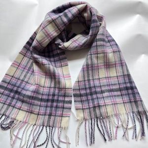 James Pringle Scarf 100% Pure New Wool Purple Plaid Rectangle 11" x 60" New